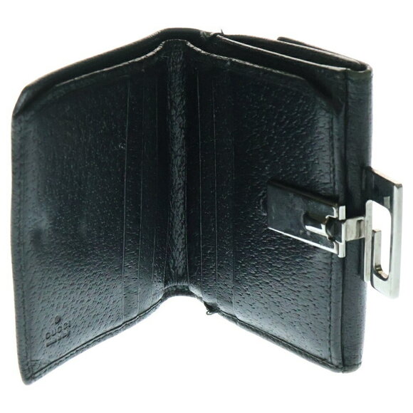 Gucci GG Clip Leather Compact Wallet Bi fold Black - Picture 4 of 6